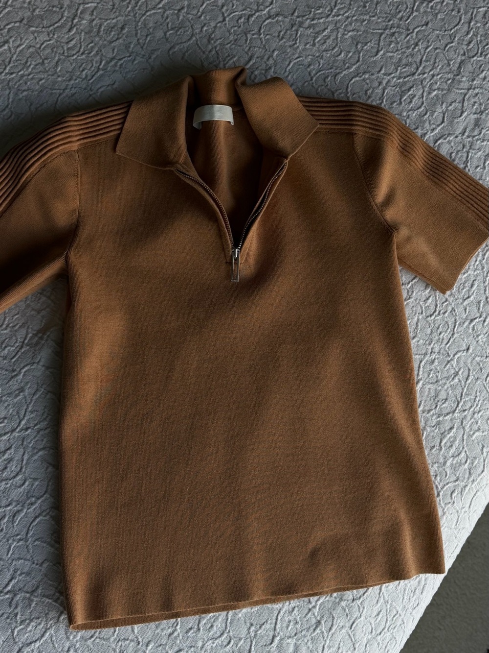 Dion Lee Brown Short Sleeve Zip Polo Sweater